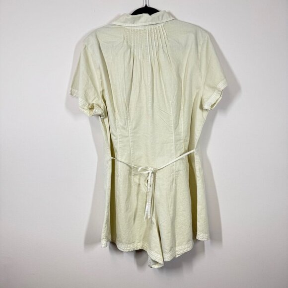 Free People Romper Button Up Women Ivory Tofu Cotton Jumpshorts Size XL - Picture 6 of 12